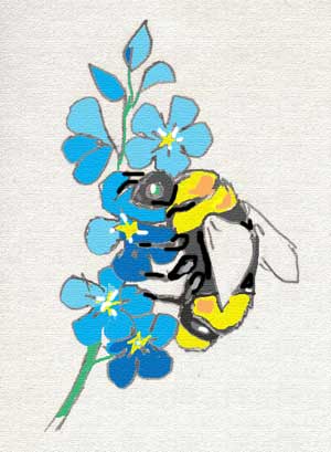 Grey Duck Garlic, bee on flower